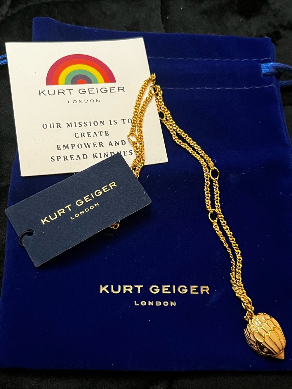 KURT GEIGER LONDON Pink Enamel Eagle Pendant Necklace